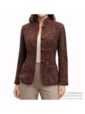 Two Star Dog M/L Brown Paisley Tapestry Blazer Artsy Teacher Y2K